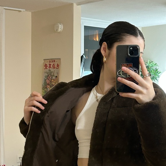 Zara Brown Fur Puffer Coat - Picture 2 of 4